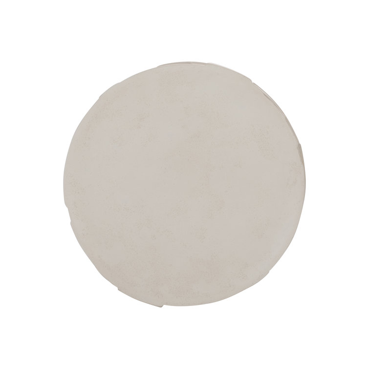 Beige Round Stonecast Contemporary Accent Table