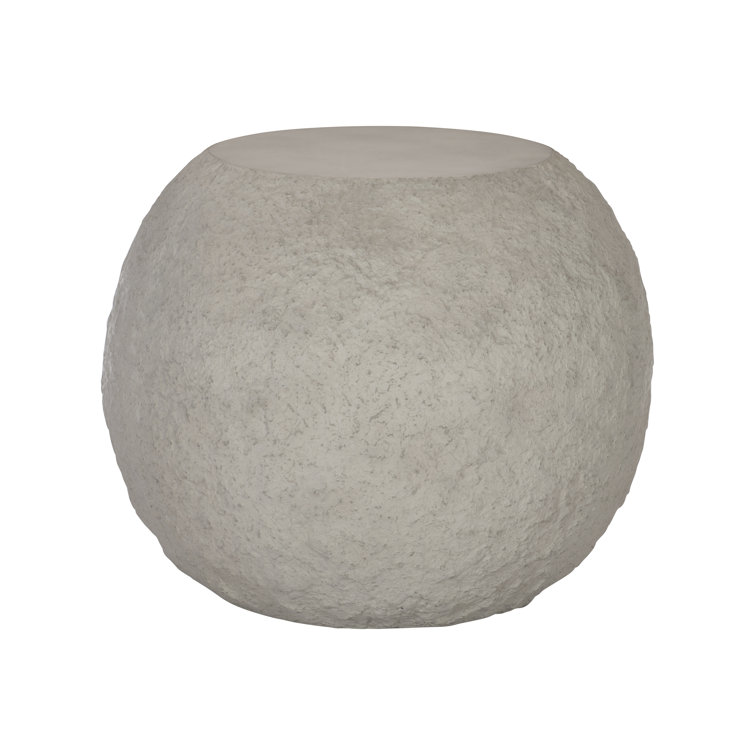 Gray Round Concrete Transitional End Table