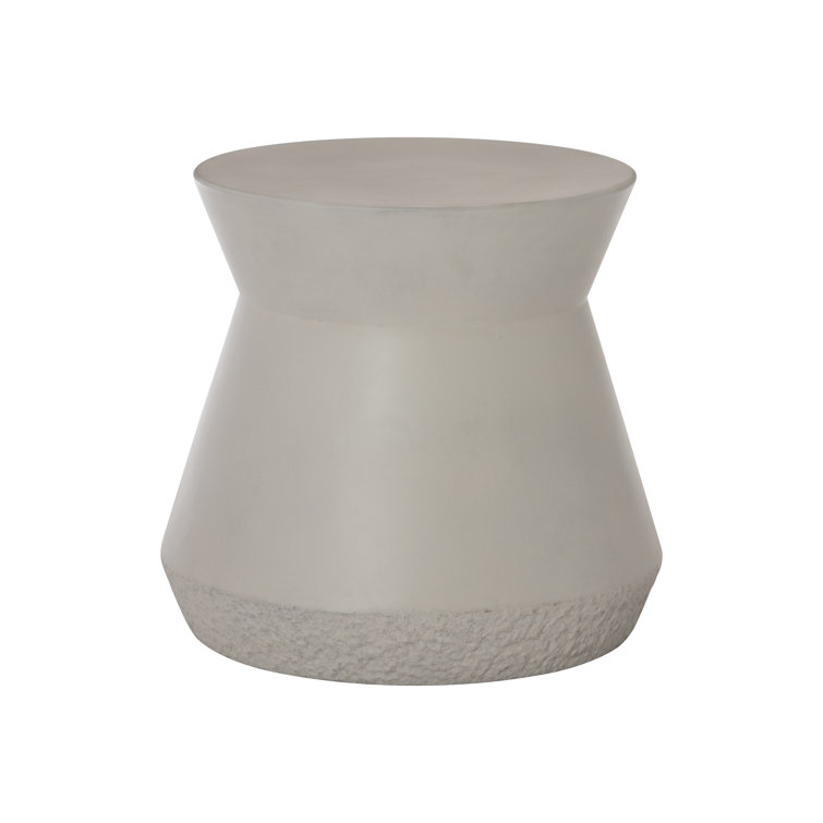 Transitional Nidra Gray Cast Concrete Round Accent Table
