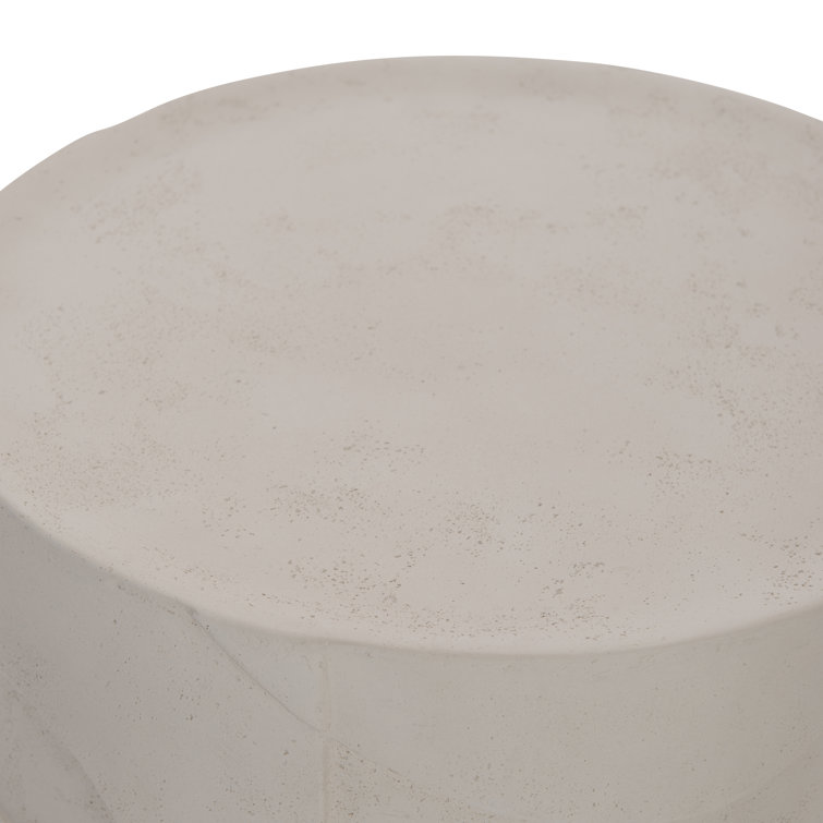 Beige Round Stonecast Contemporary Accent Table