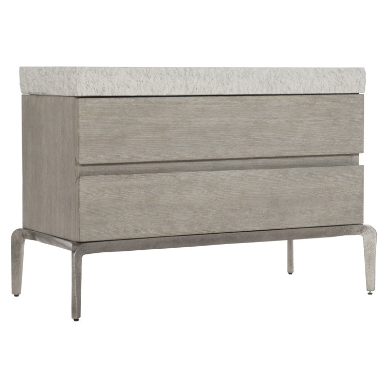 Gray Transitional 2-Drawer Nightstand with Concrete Top