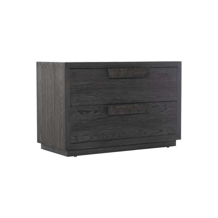 Keali Transitional Black 2-Drawer Nightstand
