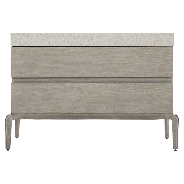 Gray Transitional 2-Drawer Nightstand with Concrete Top