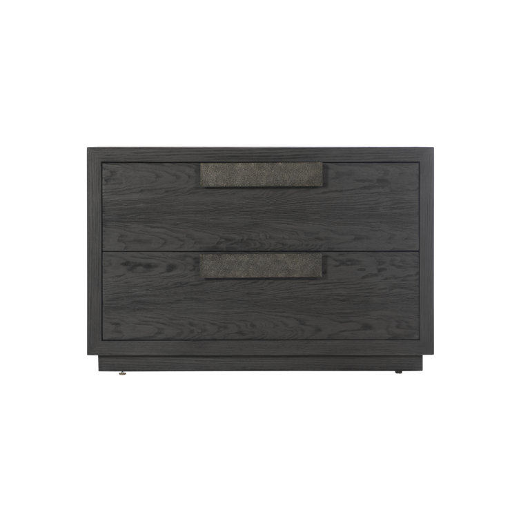 Keali Transitional Black 2-Drawer Nightstand