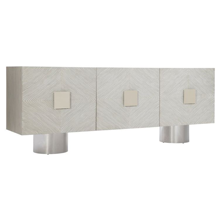 Ciara Transitional Gray 85.75'' Sideboard with Carved Doors