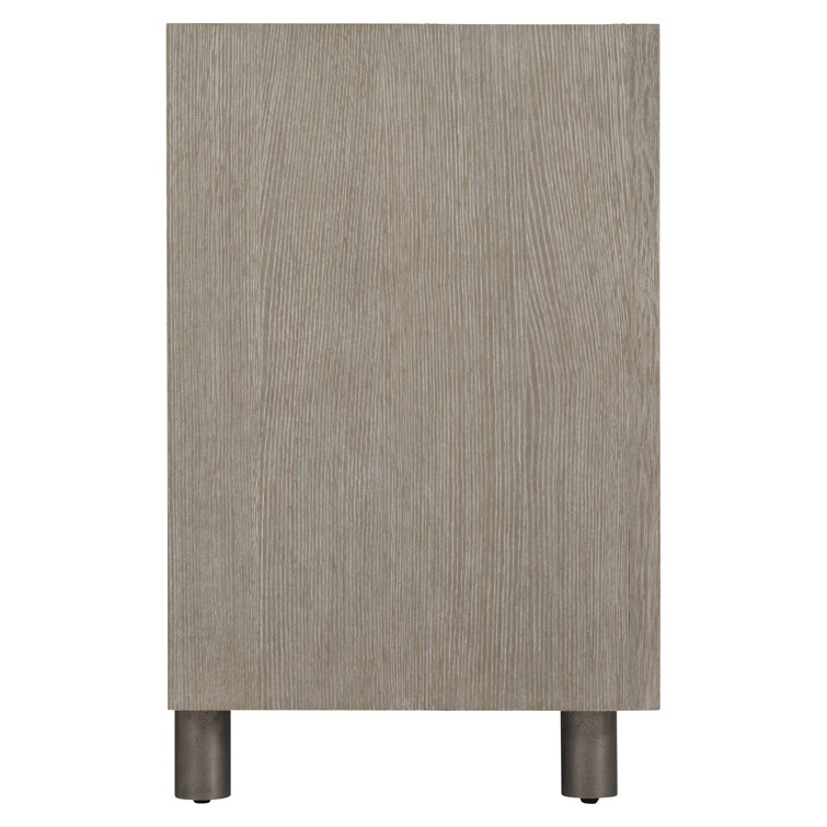 Transitional Gray 76'' Solid Wood Sideboard with Geometric Metal Accents