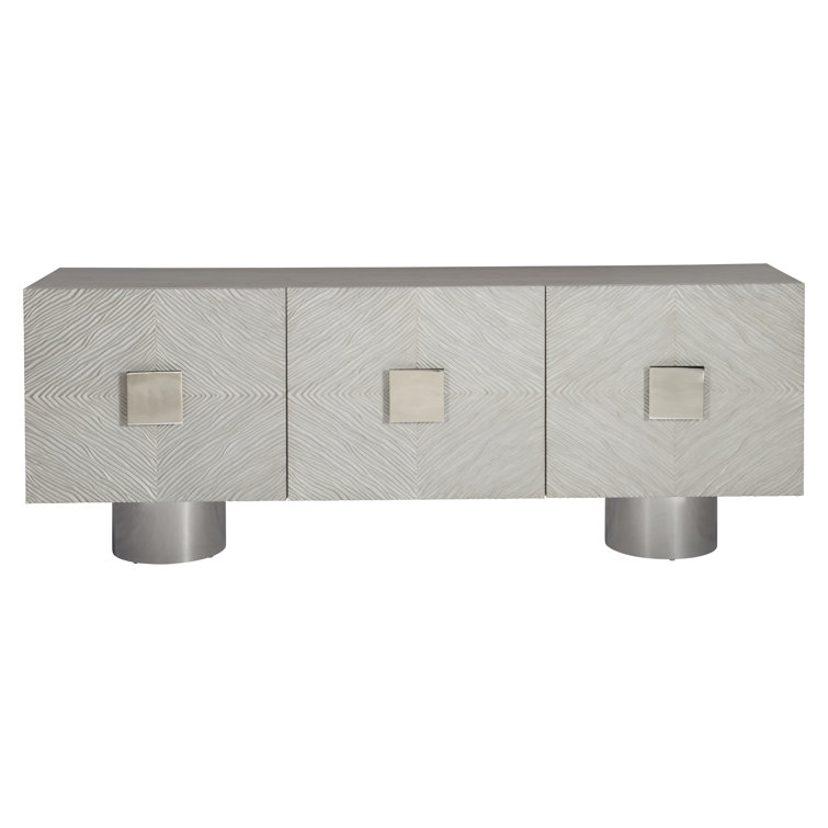 Ciara Transitional Gray 85.75'' Sideboard with Carved Doors