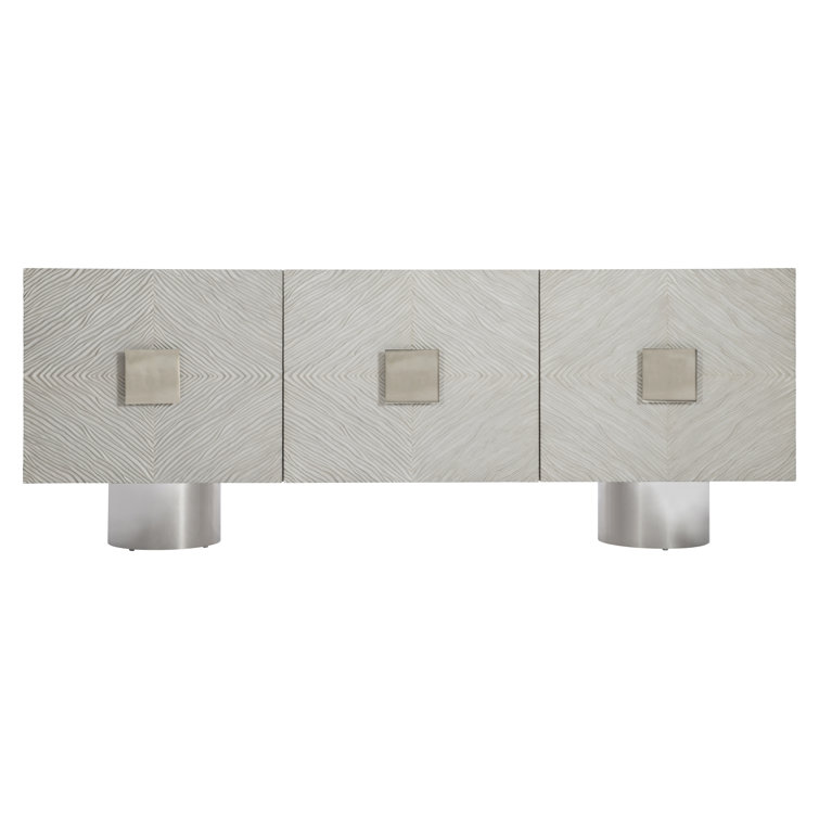 Ciara Transitional Gray 85.75'' Sideboard with Carved Doors
