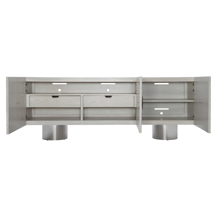 Ciara Transitional Gray 85.75'' Sideboard with Carved Doors