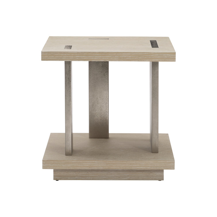 Dune Finish Square End Table with Cast Aluminum Accents