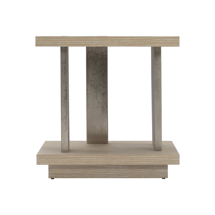 Dune Finish Square End Table with Cast Aluminum Accents