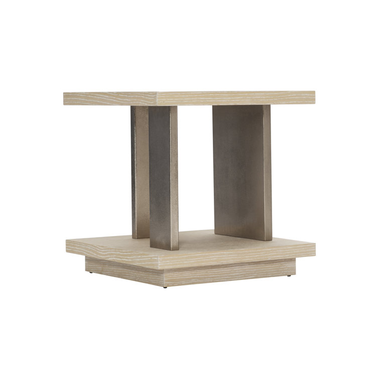 Dune Finish Square End Table with Cast Aluminum Accents
