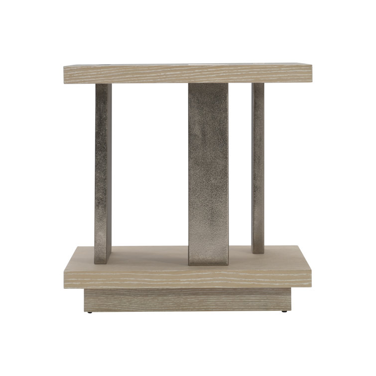 Dune Finish Square End Table with Cast Aluminum Accents