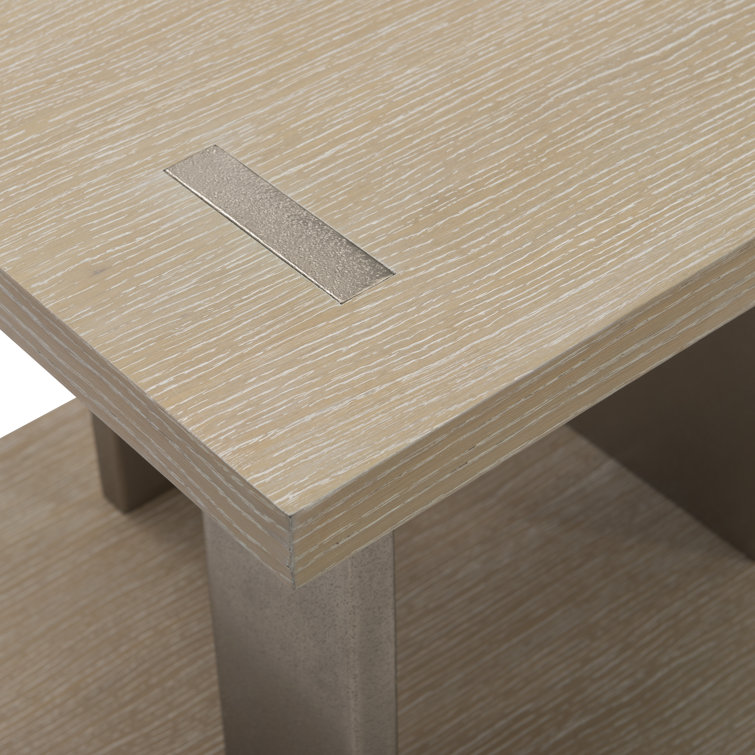 Dune Finish Square End Table with Cast Aluminum Accents