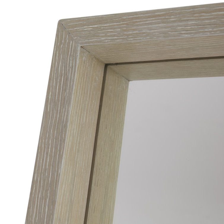 Solaria Transitional Beige Wood Rectangular Floor Mirror