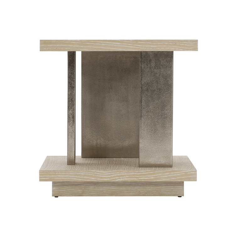 Dune Finish Square End Table with Cast Aluminum Accents