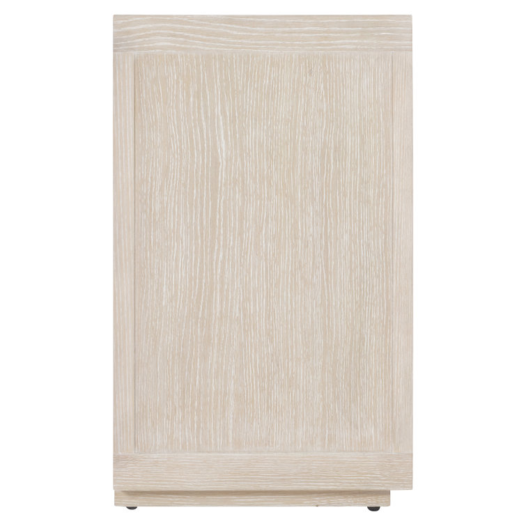 Transitional Beige Ash and Oak 3-Drawer Nightstand with USB Charger