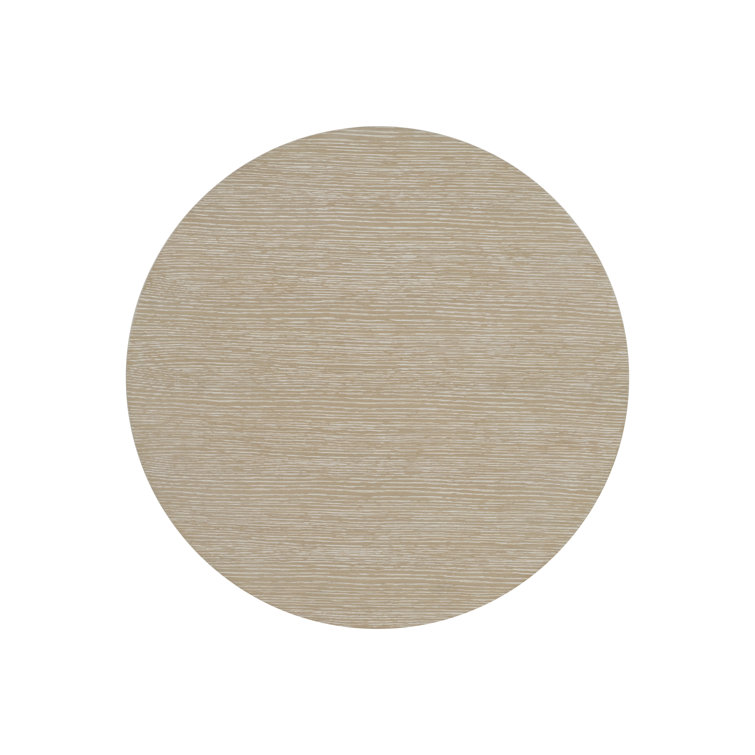 Beige Round Wood and Metal Large End Table