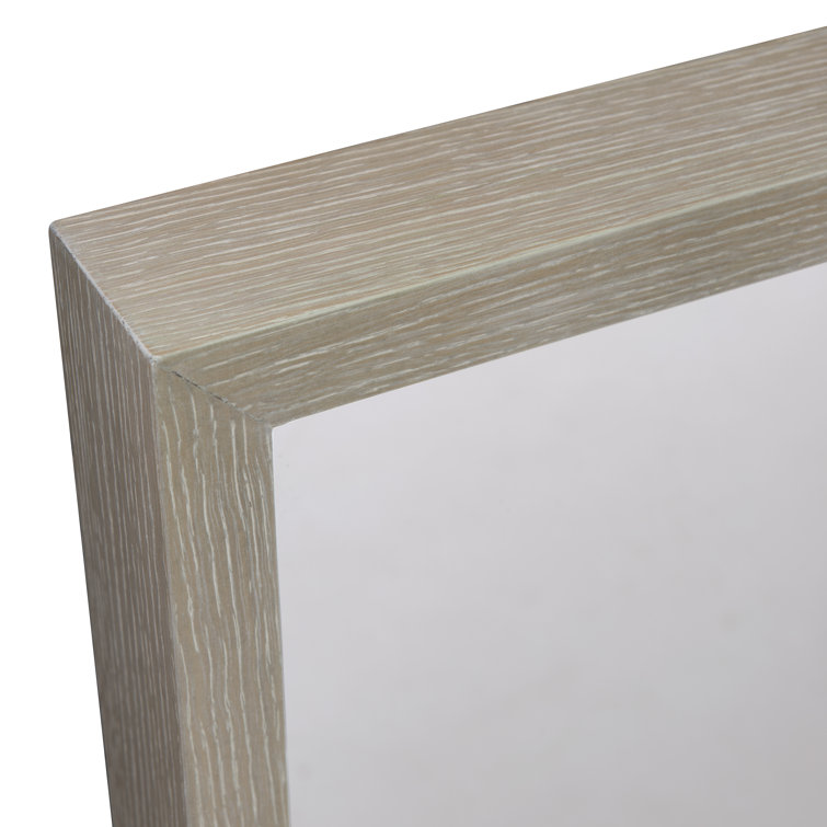 Solaria Transitional Beige Wood Rectangular Floor Mirror