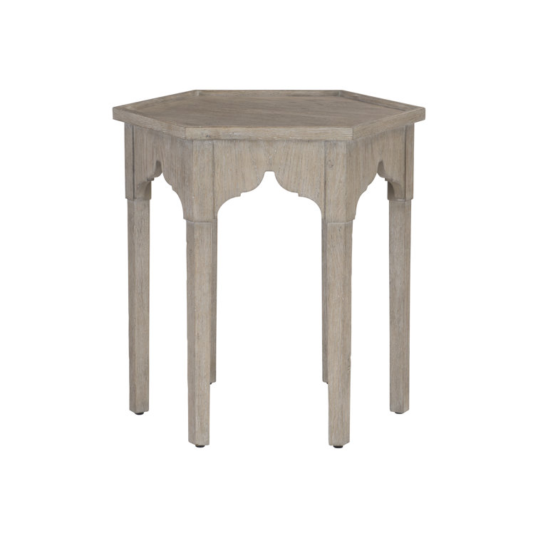 Gray Wood and Metal Hexagonal Side Table