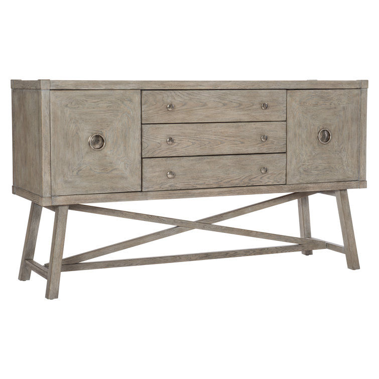 Albion Transitional 64'' Gray Knotty Oak Sideboard with X-Stretcher Base