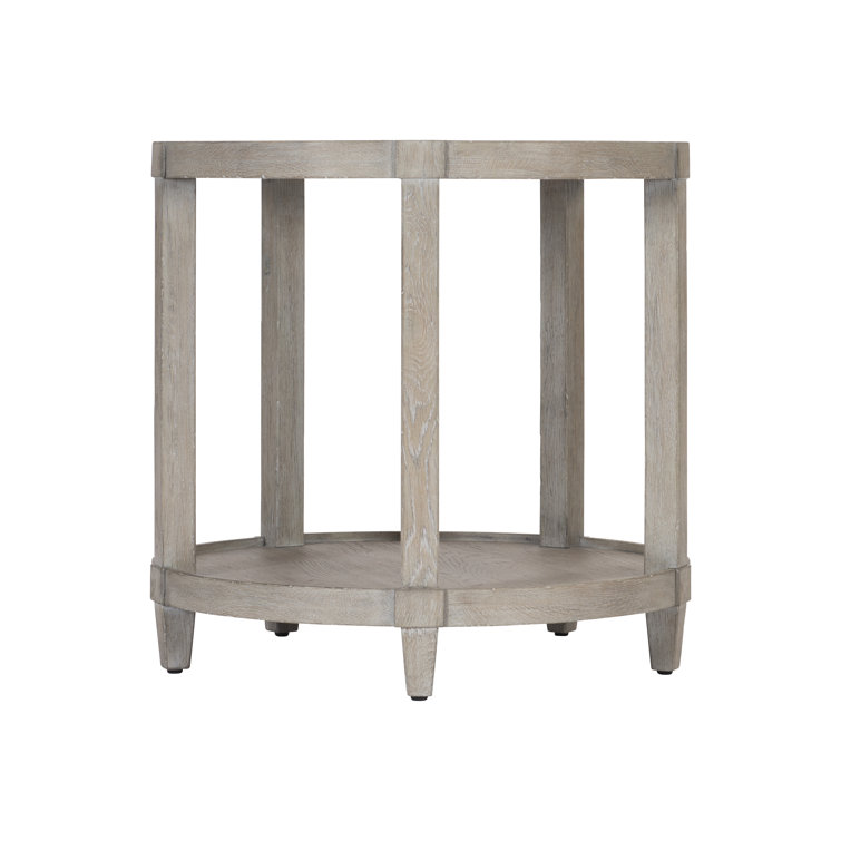 Gray Round Wood and Metal Transitional End Table