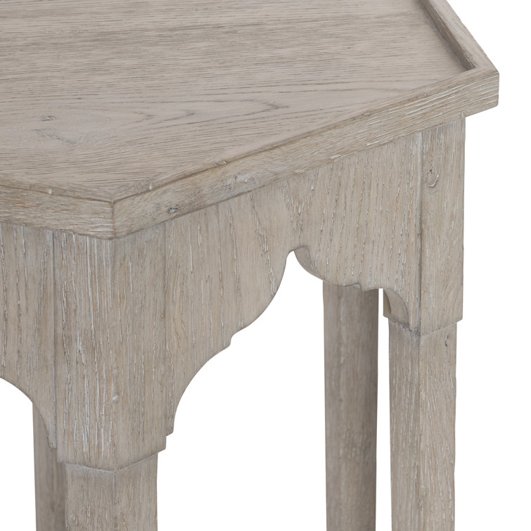 Gray Wood and Metal Hexagonal Side Table