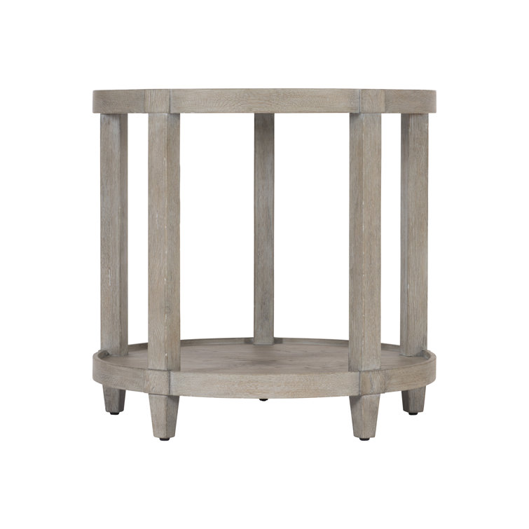 Gray Round Wood and Metal Transitional End Table