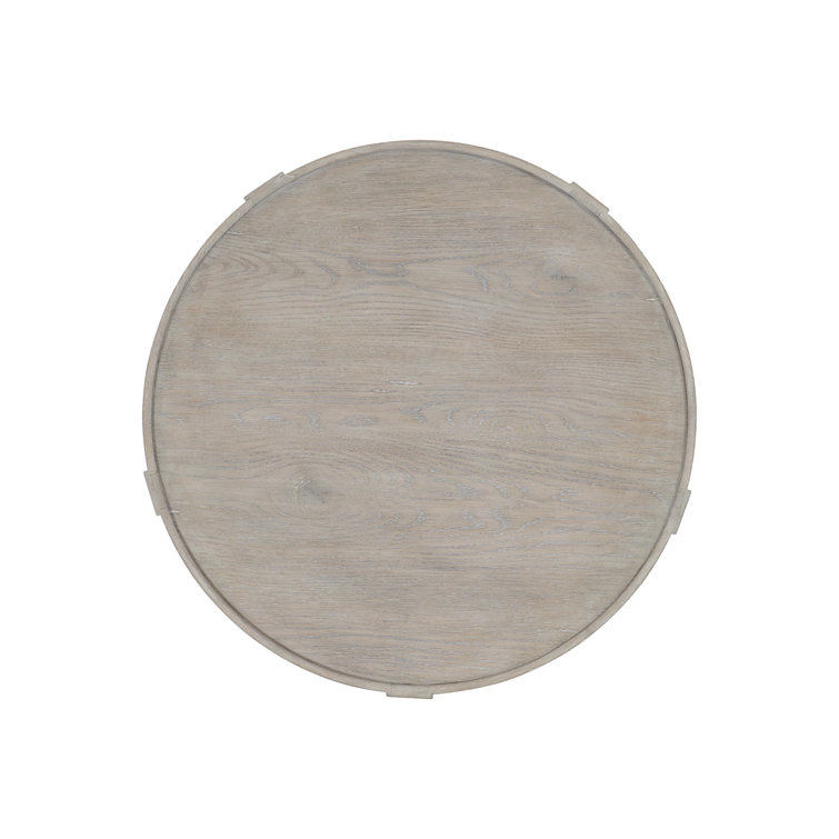 Gray Round Wood and Metal Transitional End Table