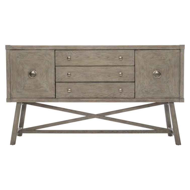 Albion Transitional 64'' Gray Knotty Oak Sideboard with X-Stretcher Base