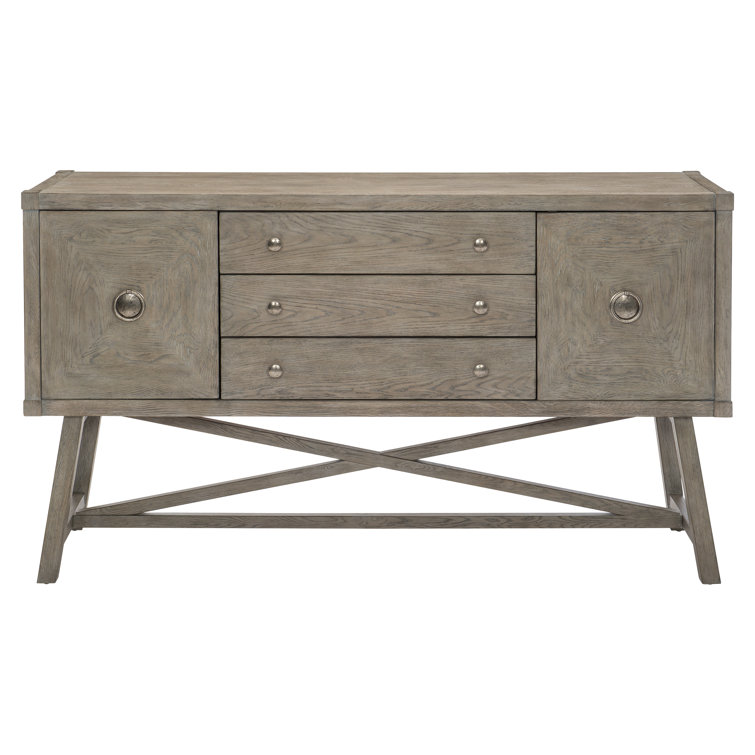 Albion Transitional 64'' Gray Knotty Oak Sideboard with X-Stretcher Base