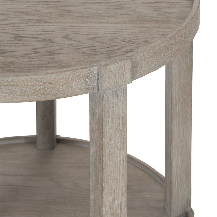 Gray Round Wood and Metal Transitional End Table