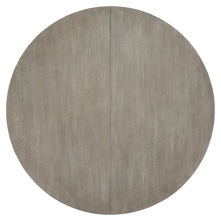 Transitional Pewter Finish Extendable Round Wood Dining Table