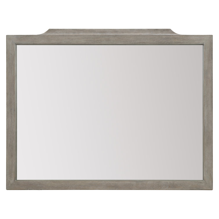Transitional Pewter Gray Wood Rectangular Dresser Mirror