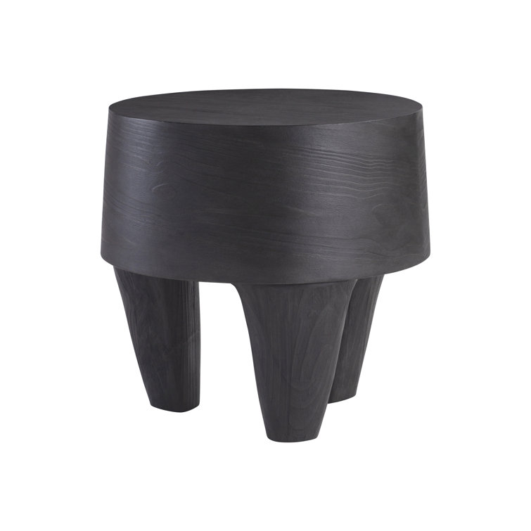Katana Transitional Round Black Wood Side Table