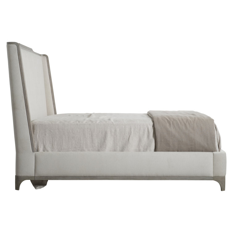 Albion King Gray Upholstered Shelter Bed with Wood Frame