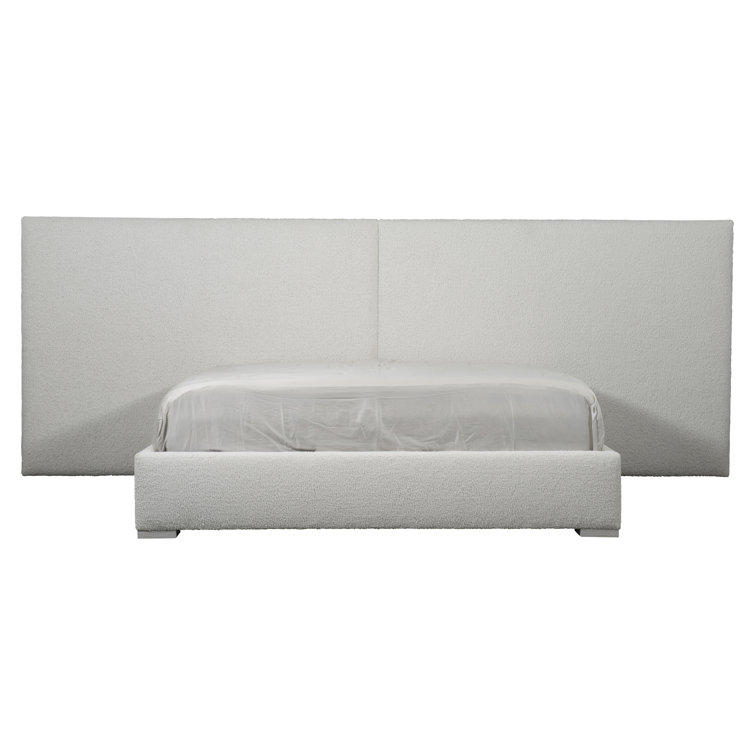 Gray King Upholstered Wood Frame Bed with Tufted Headboard