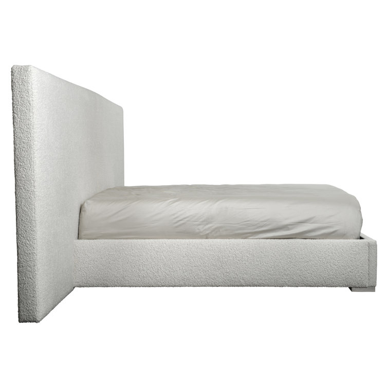 Gray King Upholstered Wood Frame Bed with Tufted Headboard