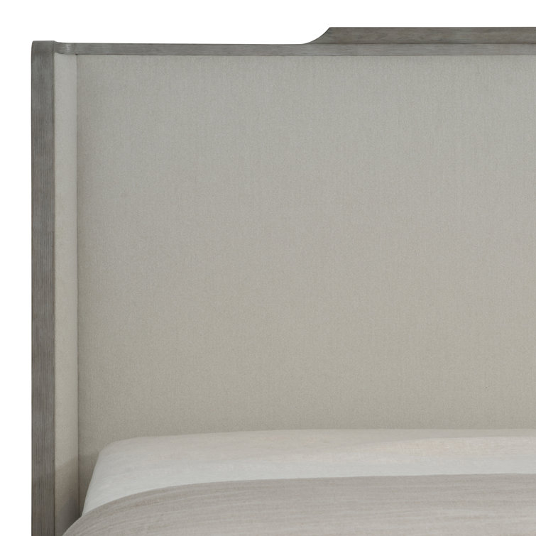 Albion King Gray Upholstered Shelter Bed with Wood Frame