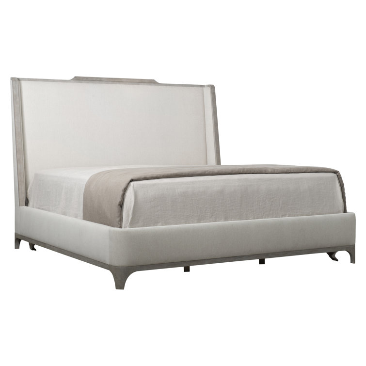 Albion King Gray Upholstered Shelter Bed with Wood Frame