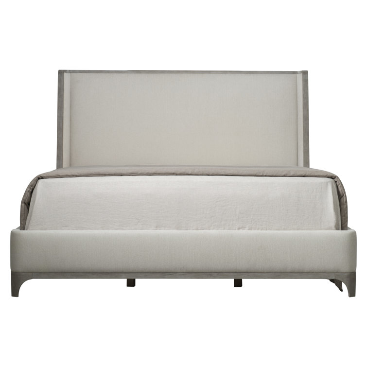 Albion King Gray Upholstered Shelter Bed with Wood Frame