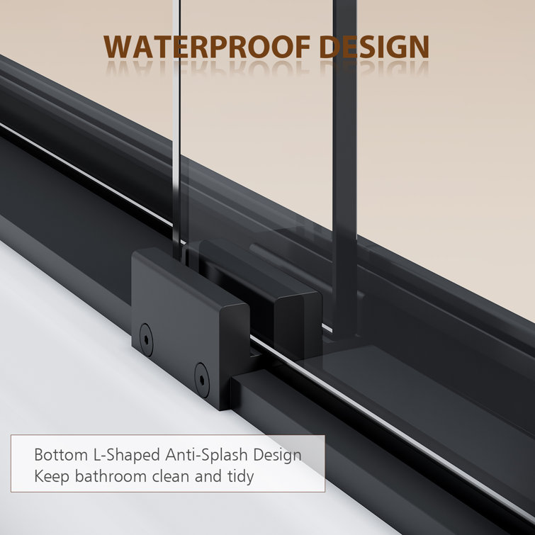 Matte Black 60" x 62" Sliding Semi-Frameless Shower Door