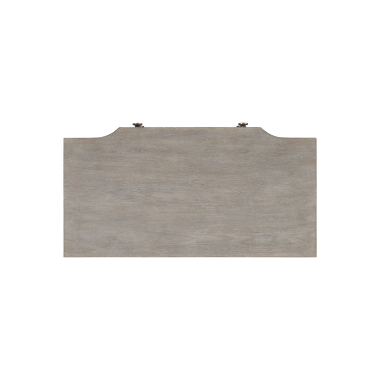 Gray Wood 3-Drawer Nightstand with Pewter Accents