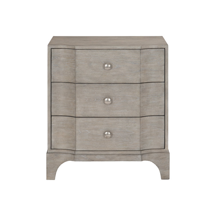 Gray Transitional 3-Drawer Nightstand with Zinc Pulls