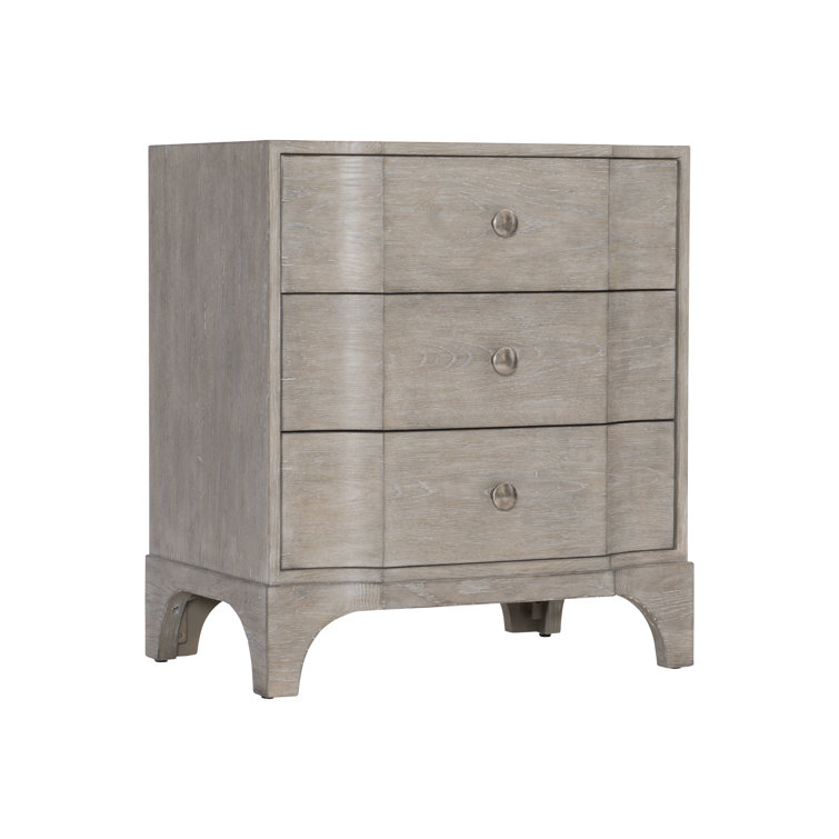 Gray Transitional 3-Drawer Nightstand with Zinc Pulls