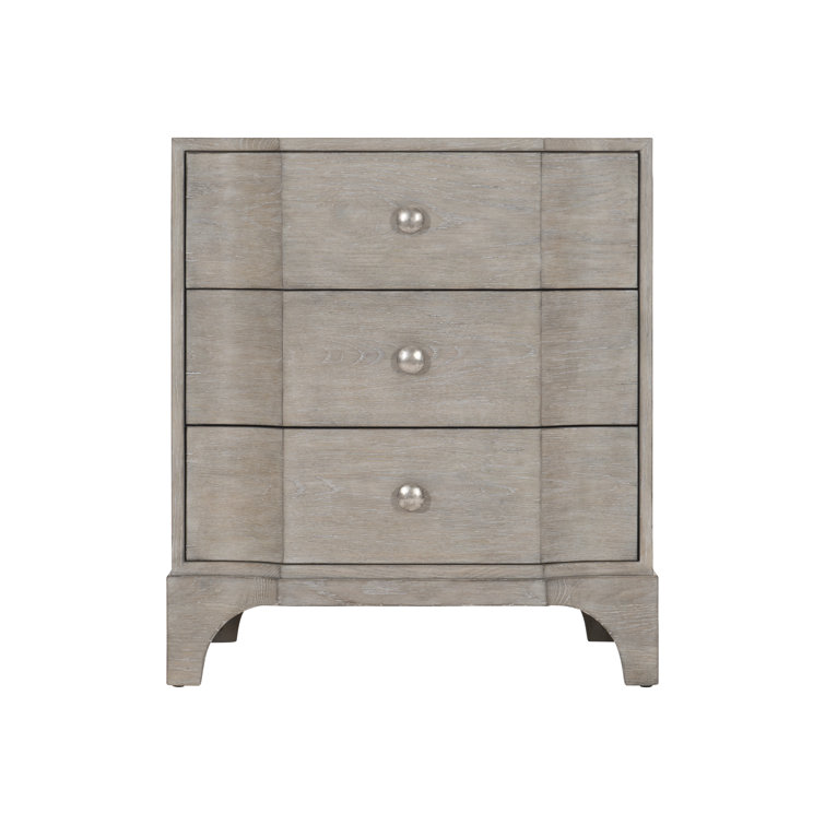 Gray Transitional 3-Drawer Nightstand with Zinc Pulls