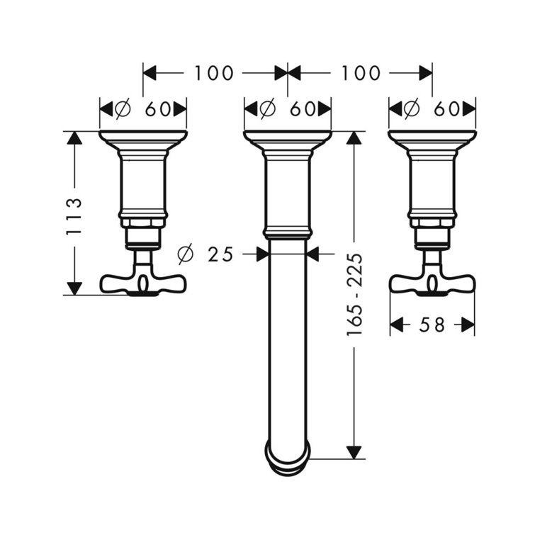 Polished Nickel Modern Widespread Wall-Mounted Faucet