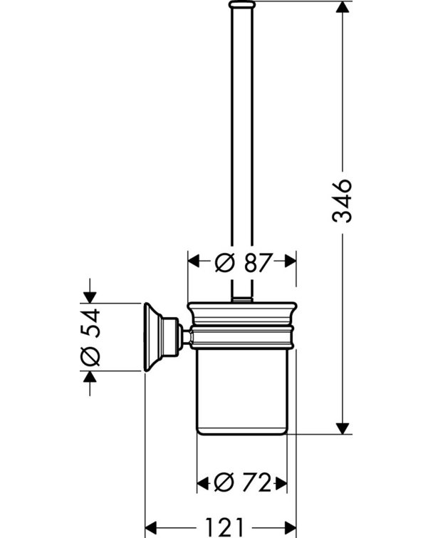Polished Nickel Wall-Mounted Toilet Brush with Holder