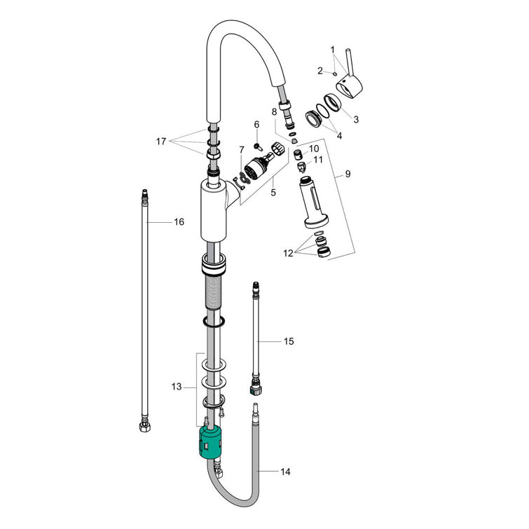 Talis S Modern Steel Optik Pull-down Kitchen Faucet with Spray