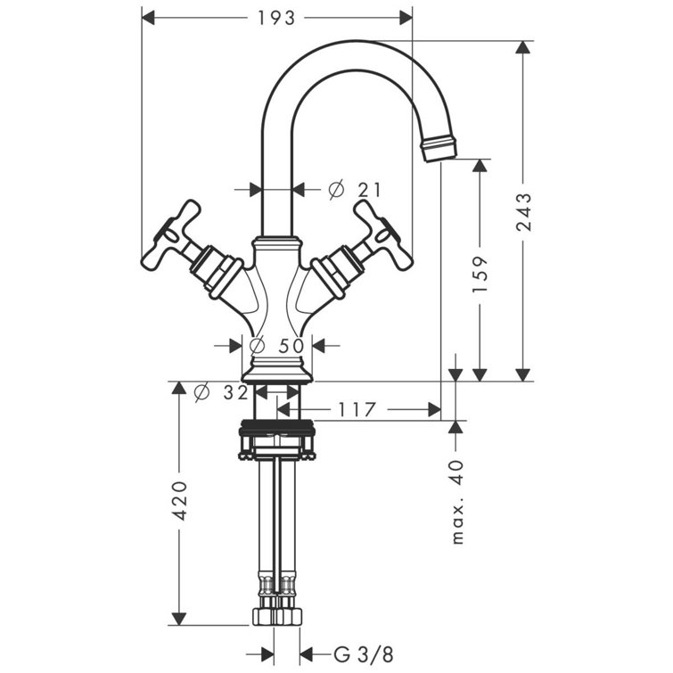 Polished Nickel Brass Traditional Vessel Bathroom Faucet